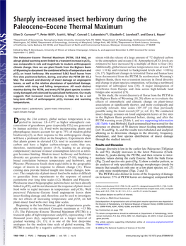 Sharply Increased Insect Herbivory During the Paleocene–Eocene Thermal Maximum