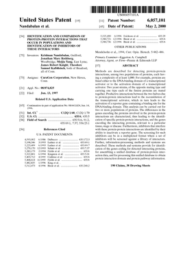 United States Patent (19) 11 Patent Number: 6,057,101 Nandabalan Et Al