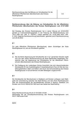 (Berufsschulen) Des Kreises Recklinghausen Vom 07.07.2000