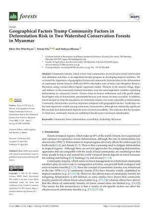 Geographical Factors Trump Community Factors in Deforestation Risk in Two Watershed Conservation Forests in Myanmar