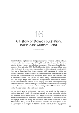 A History of Donydji Outstation, North-East Arnhem Land Neville White