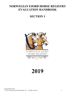 Norwegian Fjord Horse Registry Evaluation Handbook Section 1