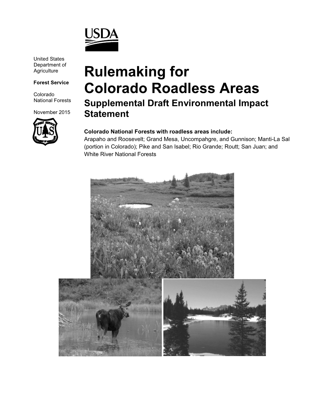 Rulemaking for Colorado Roadless Areas Draft Environmental Impact