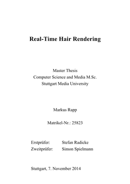 Real-Time Hair Rendering