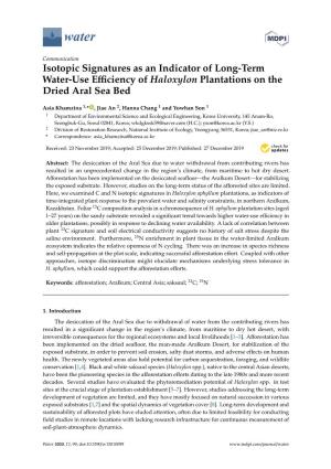 Isotopic Signatures As an Indicator of Long-Term Water-Use Efficiency of Haloxylon Plantations on the Dried Aral Sea
