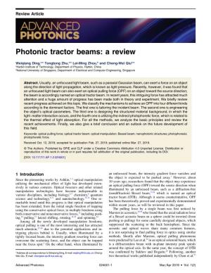 Photonic Tractor Beams: a Review