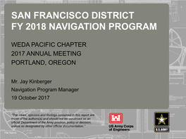 San Francisco District Fy 2018 Navigation Program