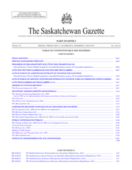 Gazette Part I, May 11, 2018