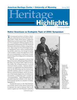 Native Americans As Ecologists Topic of 2001 Symposium