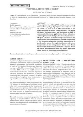 PERIPHERAL BLOOD FILM - a REVIEW AS Adewoyin1 and B