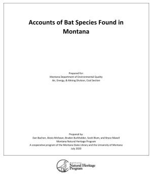 Accounts of Bat Species Found in Montana
