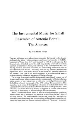 The Instrumental Music for Small Ensemble of Antonio Bertalibertali:: the Sources 33