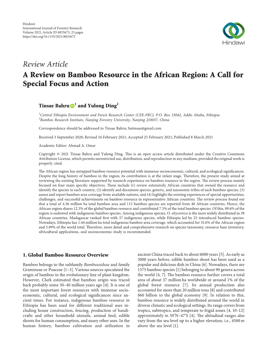A Review on Bamboo Resource in the African Region: a Call for Special Focus and Action