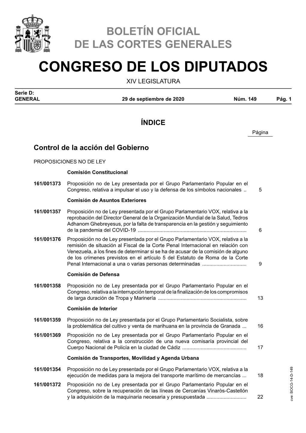 Boletín Oficial De Las Cortes Generales Congreso De Los Diputados Xiv Legislatura