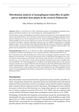 Distribution Analysis of Monophagous Butterflies (Lepidoptera) 85
