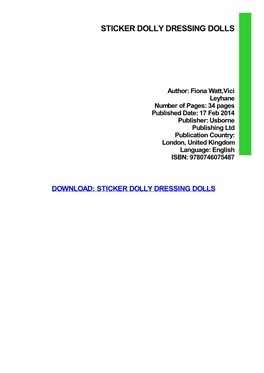 PDF Download Sticker Dolly Dressing Dolls Pdf Free Download