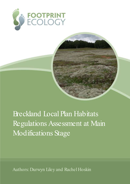 Breckland Local Plan Habitats Regulations Assessment at Main Modifications Stage