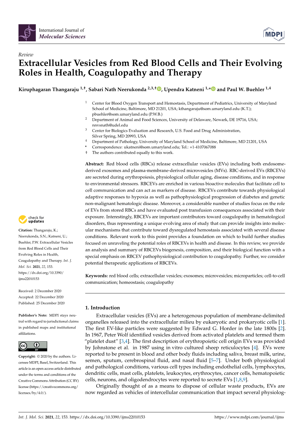 Extracellular Vesicles from Red Blood Cells and Their Evolving Roles in Health, Coagulopathy and Therapy