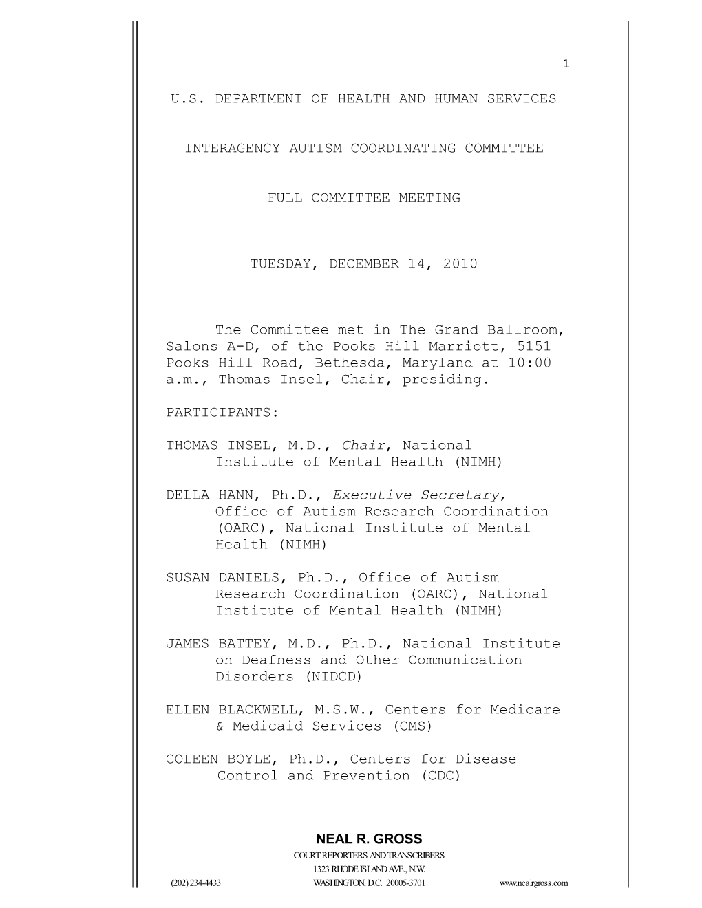 Transcript of the December 14, 2010 IACC Meeting