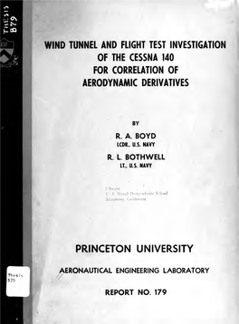 Wind Tunnel and Flight Test Investigation of the Cessna 140 for Correlation of Aerodynamic Derivatives
