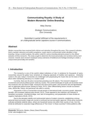 Communicating Royalty: a Study of Modern Monarchs' Online