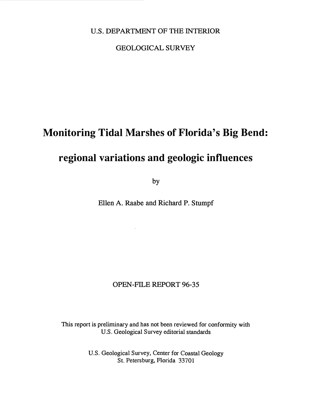 Monitoring Tidal Marshes of Florida's Big Bend;