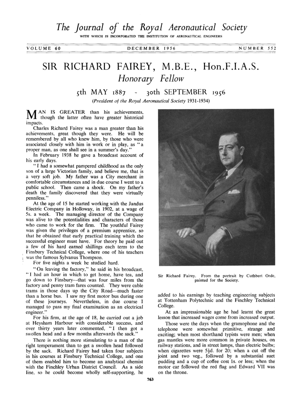 The Journal of the Royal Aeronautical Society SIR RICHARD FAIREY