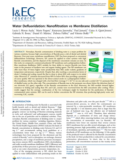 Water Defluoridation: Nanofiltration Vs Membrane Distillation