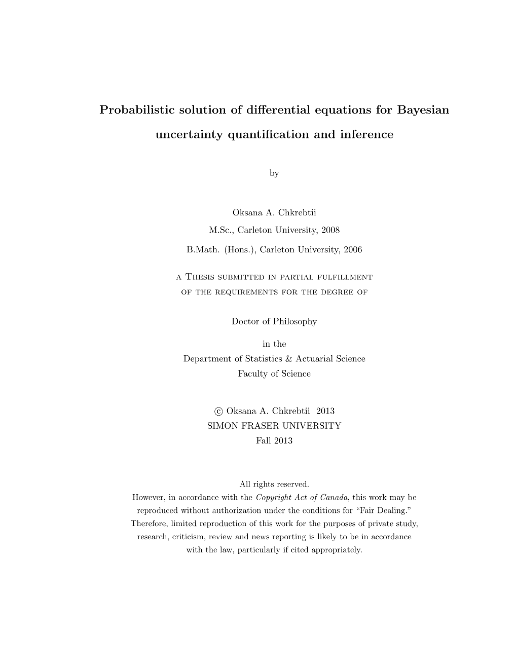 Probabilistic Solution of Differential Equations 38