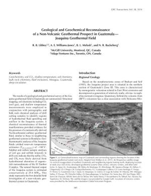 Geological and Geochemical Reconnaissance of a Non-Volcanic