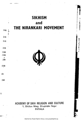 SIKH1SM and the NIRANKARI MOVEMENT 2-00