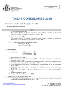 Tasas Consulares 2020