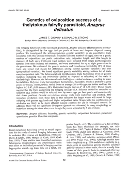 Thelytokous Fairyfly Parasitoid, Anagrus Delicatus