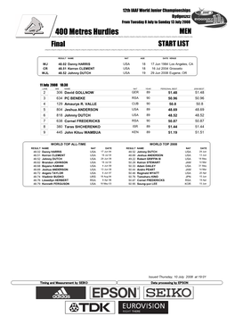 400 Metres Hurdles