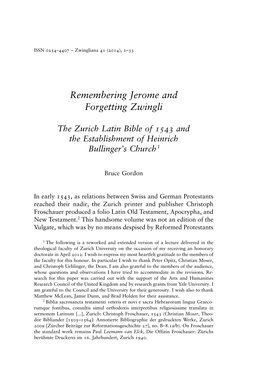 Remembering Jerome and Forgetting Zwingli