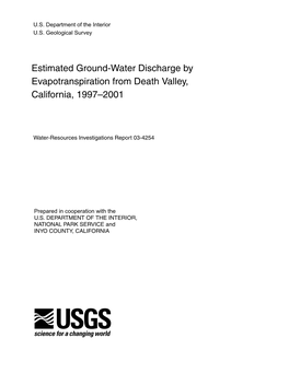 Estimated Ground-Water Discharge by Evapotranspiration from Death Valley, California, 1997–2001