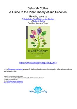 Deborah Collins a Guide to the Plant Theory of Jan Scholten Reading Excerpt a Guide to the Plant Theory of Jan Scholten of Deborah Collins Publisher: Narayana Verlag