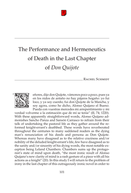 The Performance and Hermeneutics of Death in the Last Chapter of Don Quijote