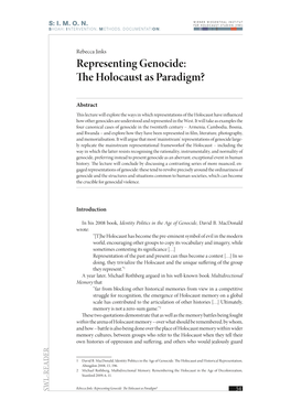 Representing Genocide: the Holocaust As Paradigm?