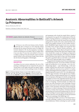 Anatomic Abnormalities in Botticelli's Artwork La Primavera