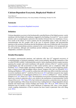 Calcium-Dependent Exocytosis, Biophysical Models Of