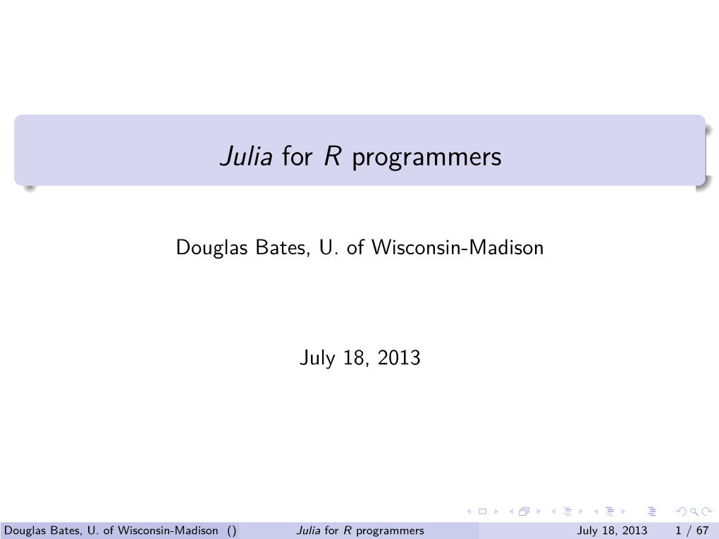 Julia for R Programmers