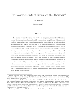 The Economic Limits of Bitcoin and the Blockchain∗†