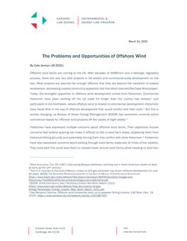 The Problems and Opportunities of Offshore Wind