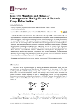 Ferrocenyl Migrations and Molecular Rearrangements