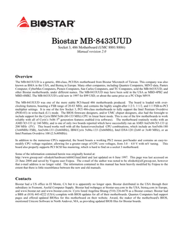 Biostar MB-8433UUD Manual Revision