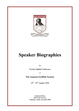 Speaker Biographies