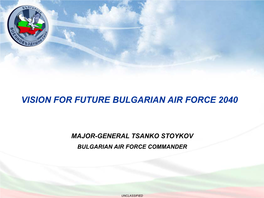 Vision for Future Bulgarian Air Force 2040