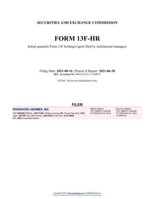 FEDERATED HERMES, INC. Form 13F-HR Filed