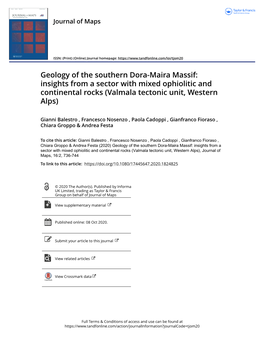Geology of the Southern Dora-Maira Massif: Insights from a Sector with Mixed Ophiolitic and Continental Rocks (Valmala Tectonic Unit, Western Alps)